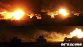 裝甲564旅三軍聯合作戰測施戰車砲，M109A2自走砲夜間實彈射擊，均命中目標。（記者邱榮吉/攝影）