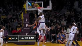 ▲漢普頓（R.J. Hampton）上賽季遭詹姆斯（LeBron James）火鍋封阻。（圖／Chris Chang推特）