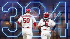 ▲紅雀投、捕溫恩萊特（Adam Wainwright）、莫里納（Yadier Molina）搭配324場。（圖／翻攝自紅雀推特）