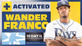 ▲法蘭柯（Wander Franco）一回歸就繳猛打賞好表現。（圖／翻攝自光芒推特）