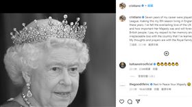 ▲C羅在IG上哀悼英國女王伊麗莎白二世（Queen Elizabeth II）。（圖／翻攝自C羅IG）