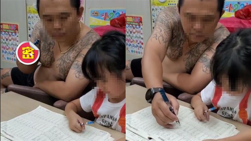 刺青爸1專業手勢陪小孩算術！網看傻