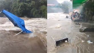 大豹溪烤肉洪水吞帳篷　女吼：別收了