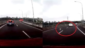 轎車五楊高架「打水漂」　驚險畫面曝