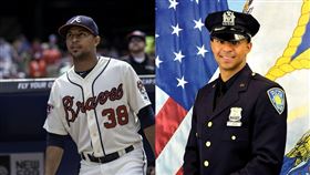 前大聯盟投手瓦維洛退役後轉任警察，出席911紀念儀式路上卻遇車禍身亡。（圖／美聯社、勇士推特）