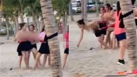 拔河,上空,海邊,越南,女遊客,員工,脫序