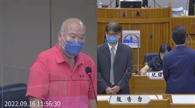 議員張再興質詢教育處學務科長蔡瑞全和教育處長蘇啟昌，要求面壁三分鐘。（圖／翻攝YT澎湖縣議會）