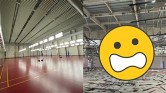 球場天花板瞬間砸下！網驚昨日才完工