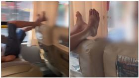 有夠沒衛生！阿伯脫鞋「椅背饋咖」勸不聽網看傻：故意的（圖／翻攝自頭條新聞）