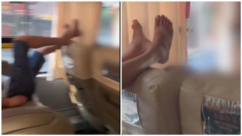 客運阿伯脫鞋「椅背饋咖」！網狂吐：有味道
