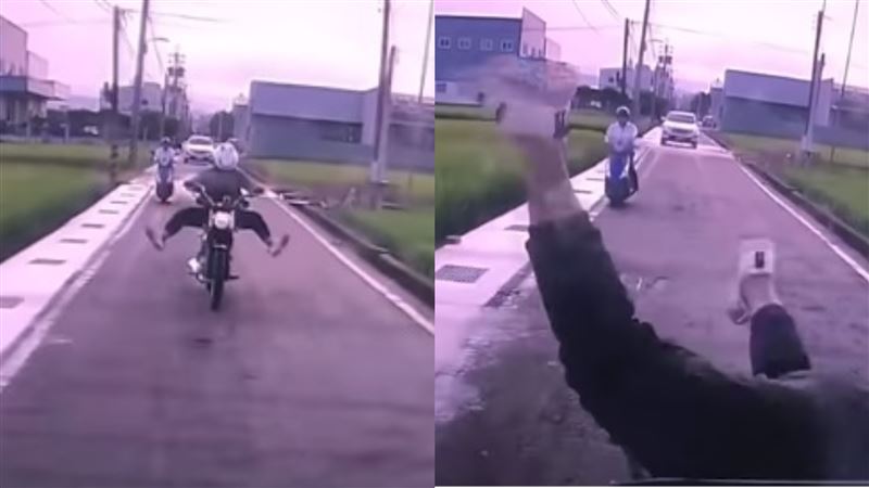 怕濕還是耍帥？抬腳騎檔車當低頭族GG了