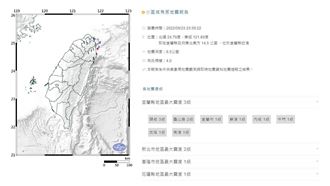 新／23：59地牛翻身規模4.0　宜蘭震度3級