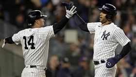 ▲辛克斯（Aaron Hicks）敲出洋基生涯百轟。（圖／美聯社／達志影像）