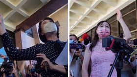 ▲周玉蔻、王鴻薇北檢前爆發衝突。（圖／記者楊佩琪攝）