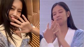 Jennie在簽名會上哽咽影片被瘋傳。（組合圖／翻攝自韓網）
