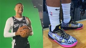 ▲強森（Keldon Johnson）穿著中國喬丹品牌鞋出席媒體日。（圖／翻攝自馬刺推特和記者Tom Petrini推特）