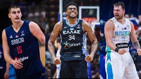 ▲安戴托昆波（Giannis Antetokounmpo）、約基奇（Nikola Jokic）和東契奇（Luka Doncic）是ESPN欽點的NBA前3大球星。（圖／翻攝自FIBA官網）