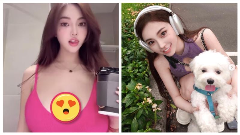 女神粉色Bra包不住！彎腰險走光
