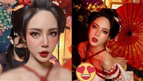 ▲肝連妹扮成日本性感花魁，繩子綑綁出性感曲線。（圖／翻攝自IG miaoo131）