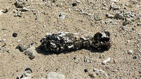 澎湖奎壁山番沙尾發現砲彈殘體澎湖著名的奎壁山番沙尾附近沙灘，3日發現有一枚嚴重鏽蝕砲彈殘體，澎湖防衛指揮部未爆彈處理小組獲報後立即前往，經鑑定是一枚「81公釐迫擊砲彈」的殘體，長約36公分、重3500公克，依廢彈處理程序完成銷毀。（澎湖防衛指揮部提供）中央社  111年10月3日