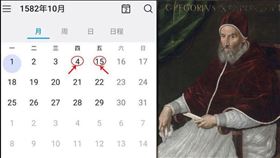 教宗格里．高利十三世在這一天宣布改行曆法，將實施了1,600多年的「儒略曆」改為「格里曆」並沿用至現代。（圖／翻攝自台北市立天文館網站）