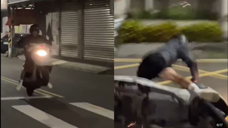 好友表演翹孤輪下秒噴飛　他魔性笑聲惹議