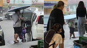 豪雨中爸爸「扛圓桌」為女擋風雨！網讚爆