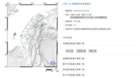 地震報告。（圖／翻攝自中央氣象局）