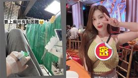 Yumi.k秀出自己在急診室的照片。（組合圖／翻攝自Yumi.k IG）