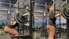 女網紅身穿膚色緊身褲深蹲。（圖／翻攝自_toupoouu1
 TikTok）