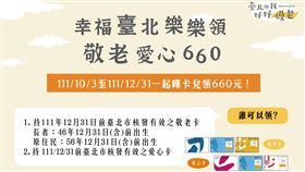 台北市政府日前宣布發放敬老卡及愛心卡每卡660元。（圖／翻攝自台北市社會局網站）