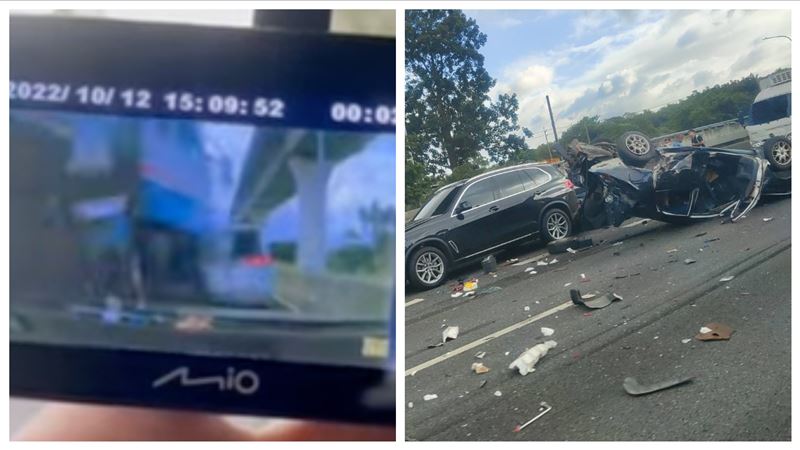 油罐車國道1連撞11車　失控撞擊瞬間曝