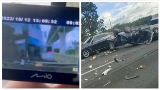 油罐車國道1連撞11車　失控撞擊瞬間曝
