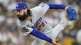 ▲岡索林（Tony Gonsolin）國聯分區系列賽第3戰僅投1.1局退場。（圖／美聯社／達志影像）