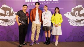 北村豐晴（左起）、林子閎、葉星辰和許莉廷出席《綠島金魂》世界首映。（圖／高雄電影節提供）