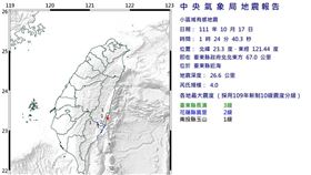 根據中央氣象局資訊，