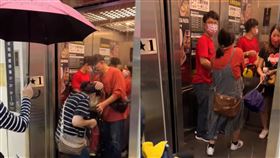 雨炸北台灣！連電梯裡都下雨成「水簾洞」 還有人撐傘惹罵聲。（圖／翻攝自路上觀察學院臉書）