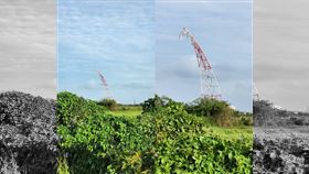  新／7級強風狂吹　10樓高電塔竟被吹彎（圖／翻攝畫面）