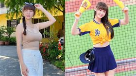 「啦啦隊女神」短今突遭球迷「拉手舉起」肢體碰觸。（圖／翻攝自短今 IG）