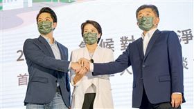 陳時中、蔣萬安、黃珊珊出席2022臺灣氣候行動博覽會「2022氣候對話・淨零台北——首場北市參選人對話談氣候治理」活動（圖／陳時中競辦提供）