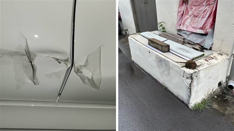 貴婦遇「殺手級」路障　ＢＭＷ車門慘凹