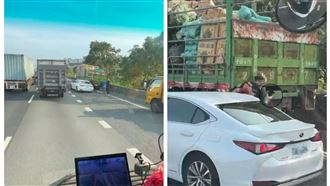 國道2車追撞「夾人」　網：還滑手機?