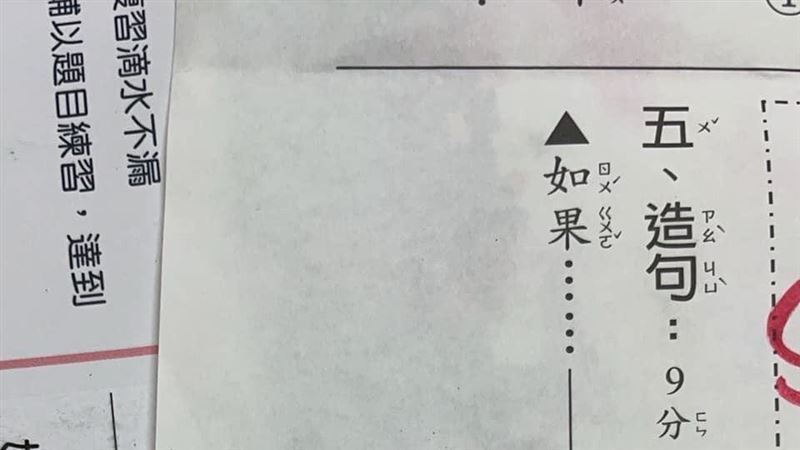 小三侄子「如果」造句　網笑翻：有聲音