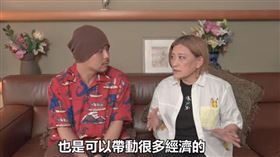 台籍日本「AV女帝」社長陳美娟（右）接受黃明志訪問。（圖／翻攝自黃明志YouTube）