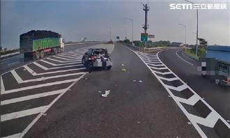 國道上減速橫移　休旅車遭撞甩尾450度