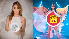 拐拐化身「維密天使」扛著大型金翅膀擔任壓軸走秀。（圖／翻攝自sabrina5477_ IG）

