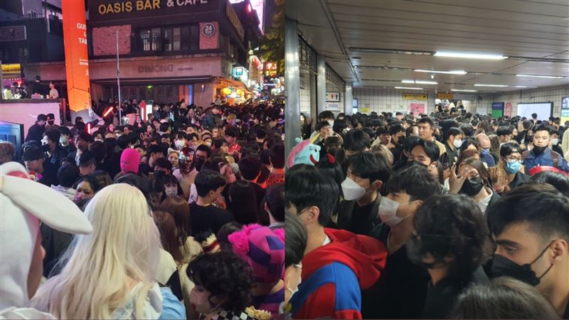 人間煉獄！南韓首爾地鐵站塞爆現場畫面曝