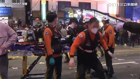 南韓梨泰院推擠。（圖／AP/YONHAP授權）