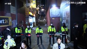 南韓梨泰院推擠。（圖／AP授權）