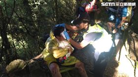 台中鳶嘴山稍來步道登山客摔落邊坡，竟是引導繩遭割斷。（圖／民眾提供）